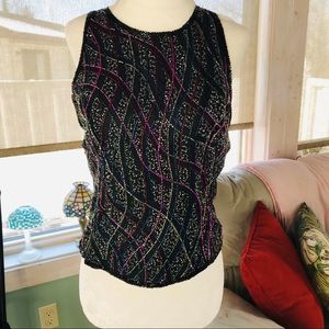 0310:  LAURENCE KAZAR VINTAGE BEADED TOP